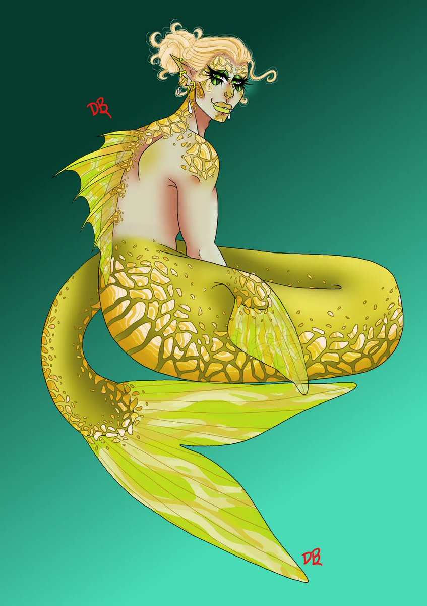 Bread6499's tweet photo. One of my fav faces ive ever drawn a just updated his eyes and earrings���� #mermaid #artwork https://t.co/NszneMFruQ