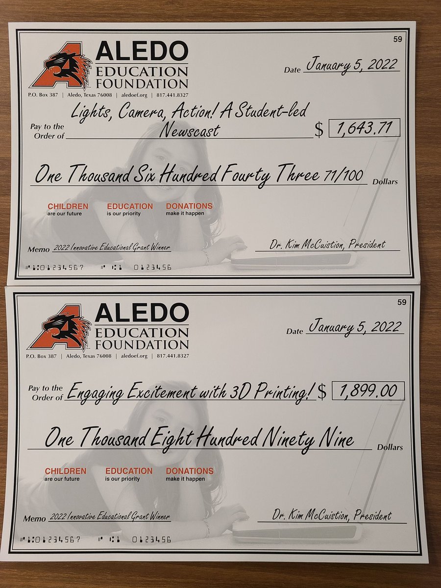 A huge thank you to the Aledo Education Foundation for supporting the Walsh Elementary Library with two grants to fund our Makerspace! I can't wait to share these amazing learning opportunities! <a href="/AledoLibraries/">Aledo ISD Library Services</a> <a href="/WalshElementary/">Walsh Elementary</a> #GrowingGreatness