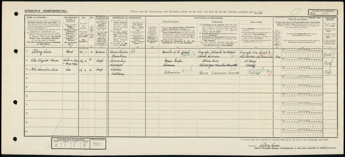 Saunders Lewis in the #1921Census