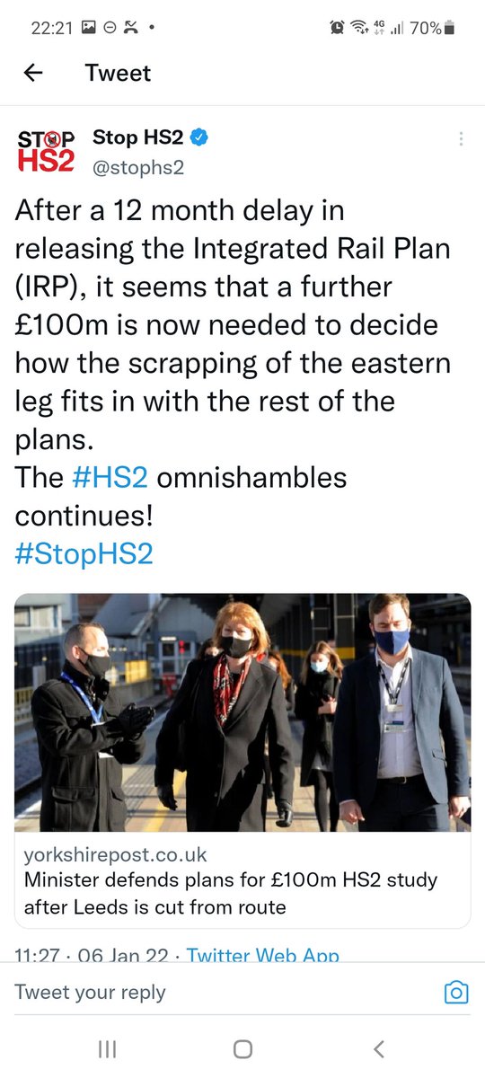 rh52d's tweet photo. #HS2 shouldn't have been cut back in first place. Save £100m and revert to original #EasternLeg plan, not the nonsense of #IRP #RailBetrayal. 

Simples. https://t.co/PioOQ6CsGS