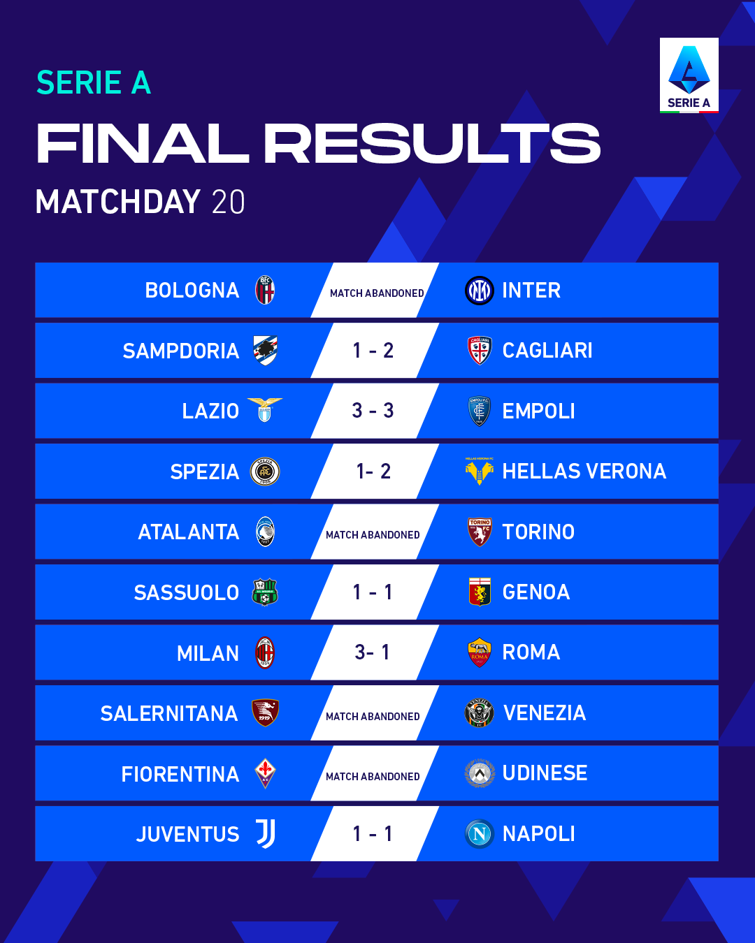 serie a matches today
