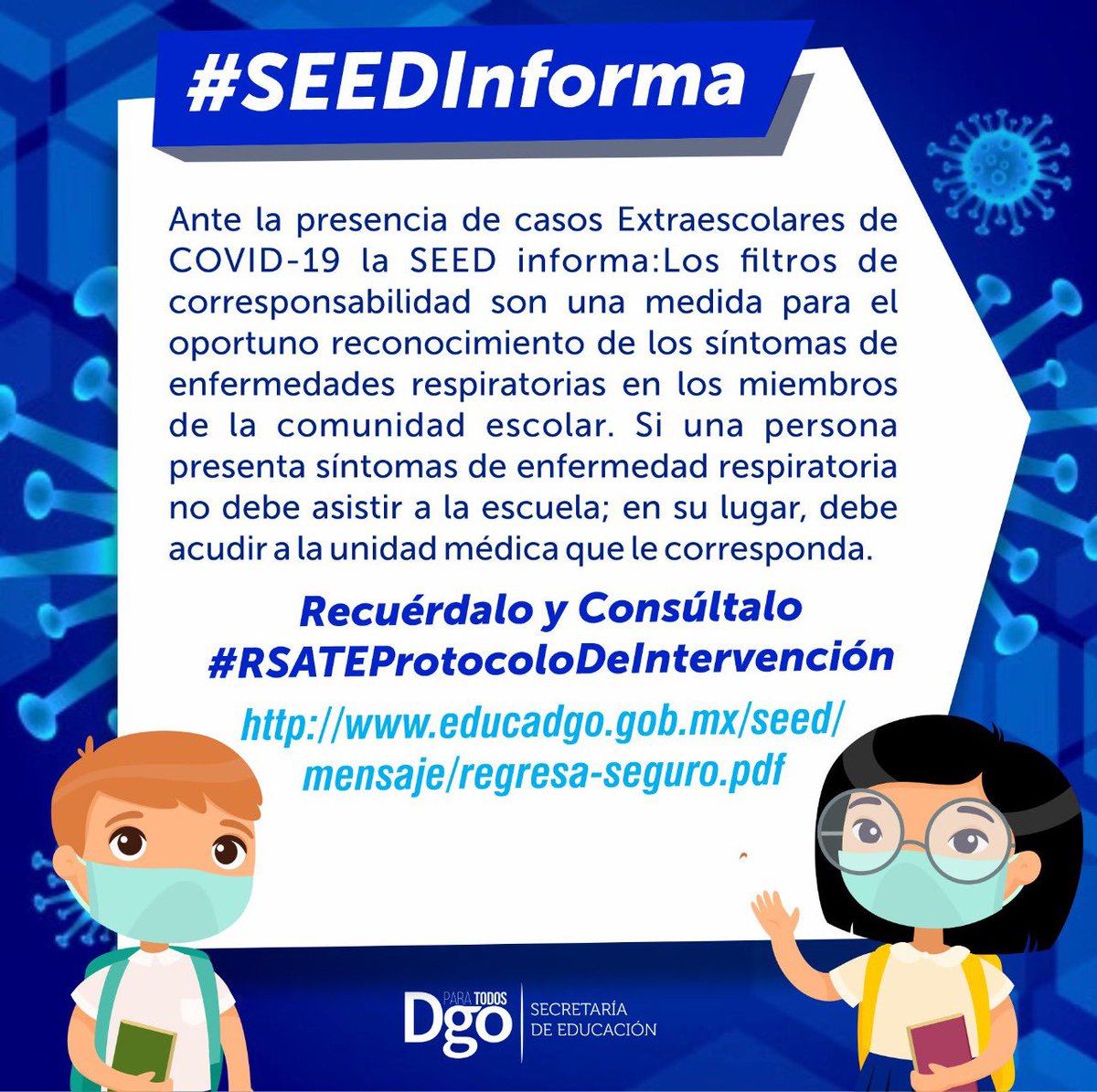 UTRodeo1's tweet photo. No bajes la guardia, mantén las medidas preventivas para evitar el contagio, cuidémonos todos. 
#SomosUTRodeo @SEED_Dgo https://t.co/hAhU1LdX6s