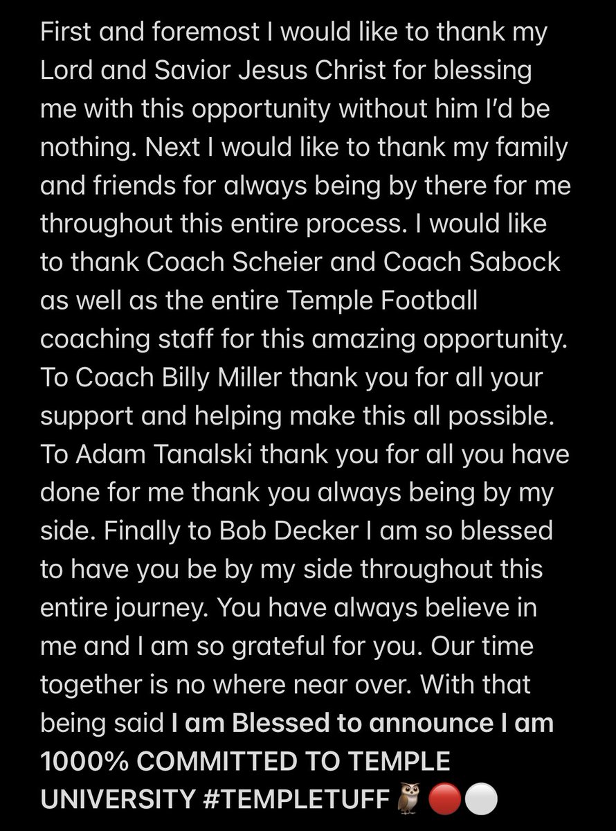 Andrew McIlquham (@amcil_ls) on Twitter photo COMMITTED <a href="/Temple_FB/">Temple Football</a>!!! <a href="/DSabock/">Coach Dan Sabock</a> <a href="/CoachScheier/">Adam Scheier</a> @StanDraytonTU <a href="/BobDecker49/">Bob Decker</a> <a href="/_thebillymiller/">Billy Miller</a> <a href="/HKA_Tanalski/">Adam</a> <a href="/IMGAFootball/">IMG Academy Football</a> COMMITTED <a href="/Temple_FB/">Temple Football</a>!!! <a href="/DSabock/">Coach Dan Sabock</a> <a href="/CoachScheier/">Adam Scheier</a> @StanDraytonTU <a href="/BobDecker49/">Bob Decker</a> <a href="/_thebillymiller/">Billy Miller</a> <a href="/HKA_Tanalski/">Adam</a> <a href="/IMGAFootball/">IMG Academy Football</a>