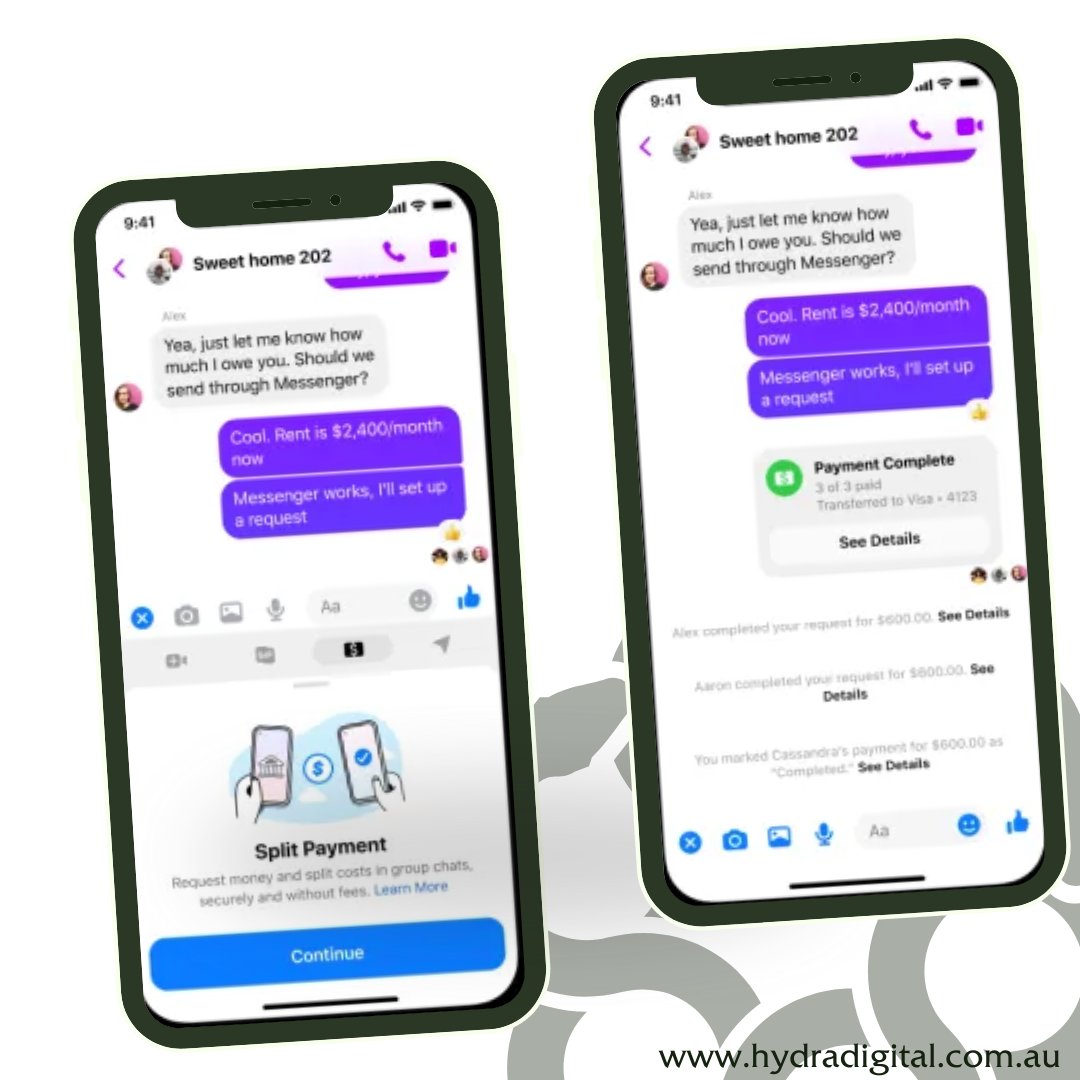 HydraDigital's tweet image. Facebook messenger is getting an inbuilt bill splitting feature. You can ask for money from people right in a group chat and see who has paid their portion of the request. #splitpayment #matesrates #paymeback #facebook
