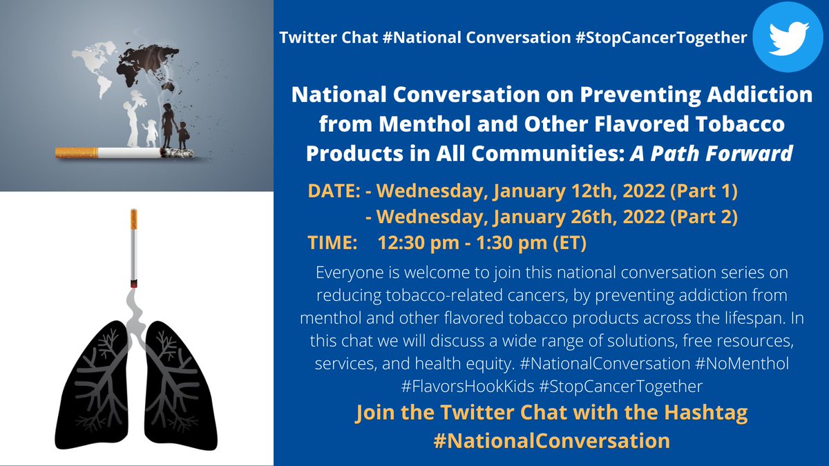 DeeCalhounSMHN's tweet photo. We @SelfMadeHealth are excited to partner with organizations nationwide
#NationalConversation on Preventing Addiction from Menthol & Other Flavored Tobacco Products in All Communities: A Path Forward
Reducing tobacco-related cancers
#StopCancerTogether #FlavorsHookKids #NoMenthol https://t.co/bfjlpbAfNp