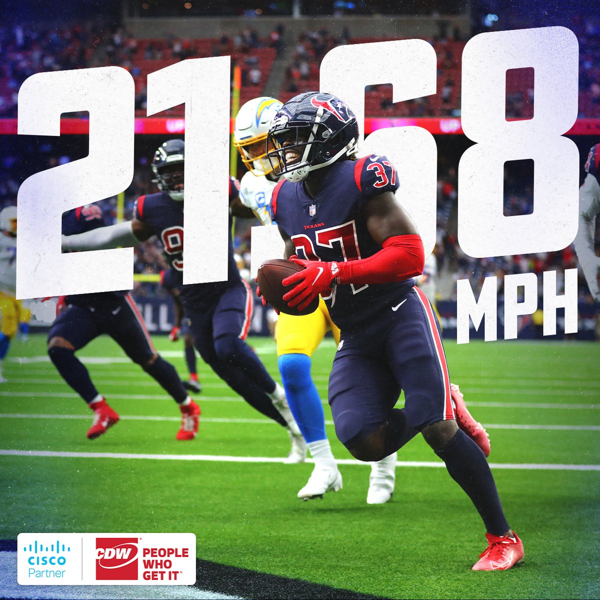 Tavierre Thomas while returning a pick-six in Week 16 🏃‍♂️💨
♦️ 21.68 MPH 
♦️ The second-fastest speed recorded by an NFL defender this season

<a href="/CDWCorp/">CDW Corporation</a> | #WeAreTexans