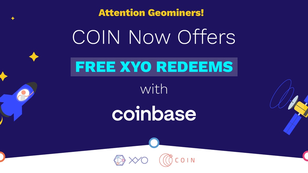 OfficialXYO's tweet photo. ZERO-FEE XYO REDEEMS right into your Coinbase account using the COIN app!

Need a @Coinbase account? Sign up for free: https://t.co/ML6KtloazB

Full information here: https://t.co/EEw9LdIYnX

#XYO + @coin_with_us https://t.co/5oDVYXGoOh