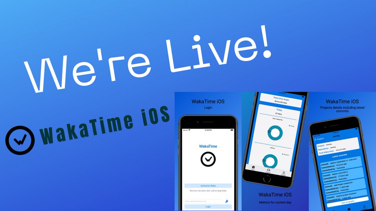 WakaTimeiOS's tweet photo. We're live on AppStore. Download using https://t.co/HT2YJzDqaA https://t.co/8X1pJPVW7w