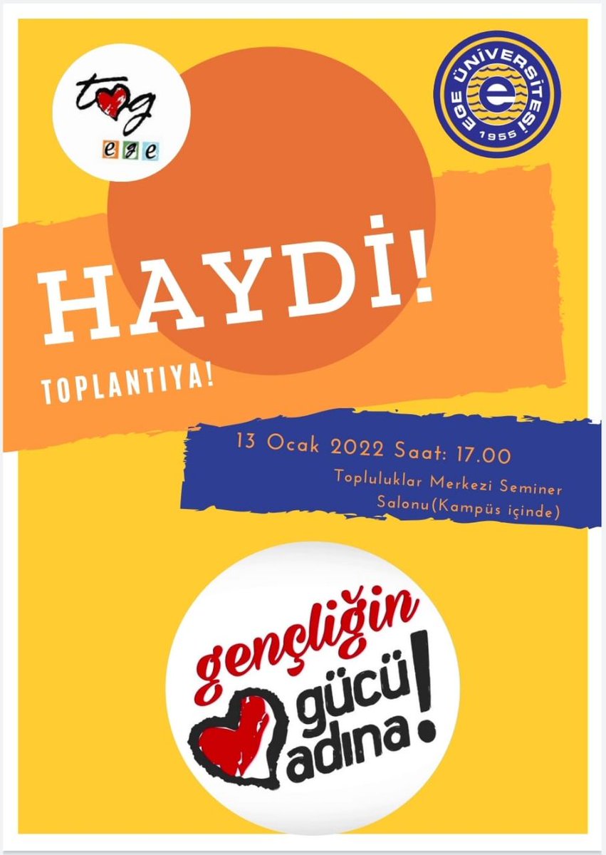 tog_ege's tweet photo. Selam Toplum Gönüllüsü ♥️♥️
@tog_ege olarak yeni fikirler ve projeler hakkında konuşacağımız toplantımıza davetlisin. Katılım önemlidir ❗
Unutma, sen yoksan bir kişi eksiğiz. 💫

#gençliğingücüadına
#toplumgönüllüleri
@TOGVakfi https://t.co/2L4W0kUfvR