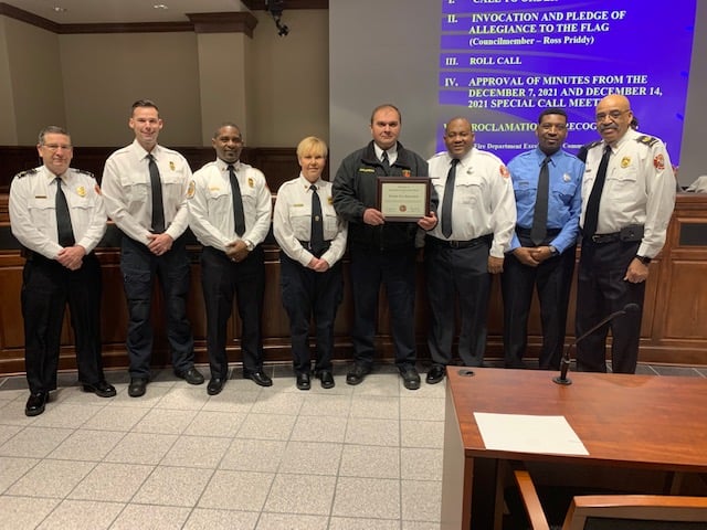 Our Fire Prevention Bureau, Public Education & Administration Division, received recognition during the Jan. 4 @CityofJacksonTN Council Meeting for a collaborative effort in winning the Excellence in Community Risk Reduction Award at the annual Fire Loss Symposium, Dec. 2, 2021.