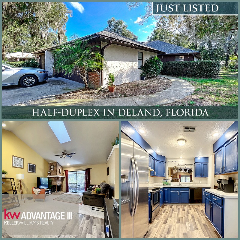 CareyLight's tweet photo. 𝑱𝒖𝒔𝒕 𝑳𝒊𝒔𝒕𝒆𝒅 𝒊𝒏 𝑫𝒆𝒍𝒂𝒏𝒅
There’s so much to love about this 2 bedroom half-duplex in #DelandFlorida. ✨ Soaring ceilings, a wood-burning fireplace, sizable kitchen, screened lanai, tranquil backyard, &amp; newer roof just to name a few. 🏡 

#justlisted #homeforsale