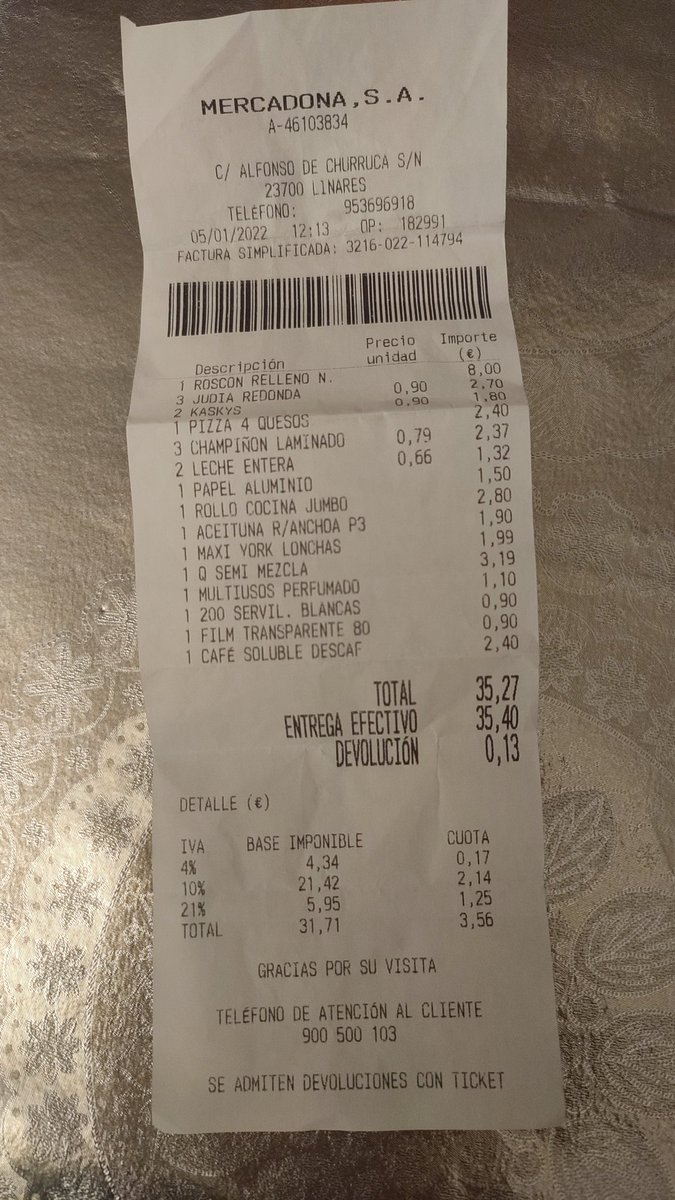 Linadelcas's tweet photo. @Mercadona Lo compré en el Mercadona de C/ Alfonso de Churruca, 23700 Linares, Jaén. Adjunto foto del ticket también. ¡Gracias! https://t.co/7VSdUK8gzT