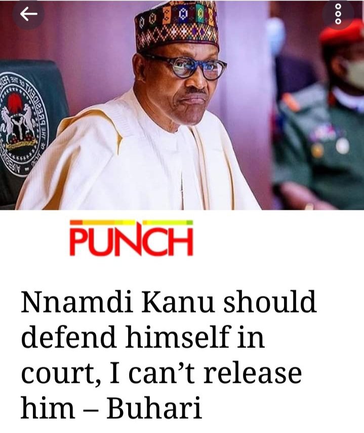 BiafraTears's tweet photo. The Impostor in Aso Rock has just confirmed to the world that the only reason they are holding Mazi Nnamdi Kanu was because of "Abuse" and not terrorism. Now you know why they are running away from their own court.
#FreeMaziNnamdiKanuNow 
#FreeMaziNnamdiKanuNow 
#BiafraExit https://t.co/HwMEsVDKiU