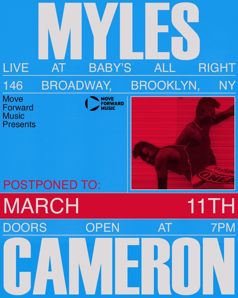 _mylescam's tweet photo. 🚨nyc show postponed until march 11th https://t.co/Ti9OlrpgN6