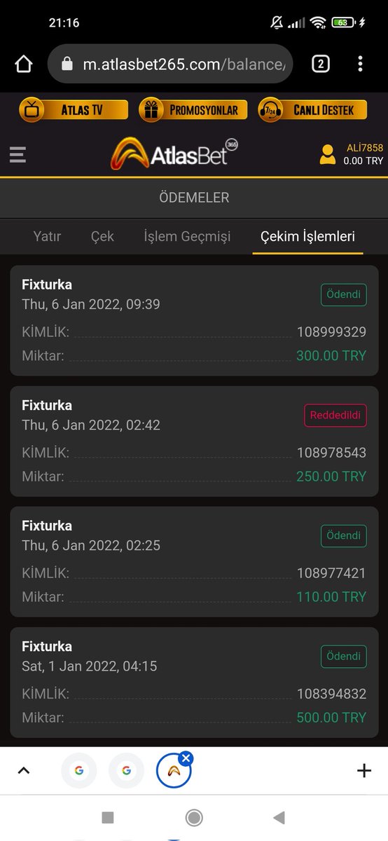 BatikanCin's tweet photo. @AtlasCasinoSpor 
Cekim 300 
Payfix 2 dk 
Teşekkürler https://t.co/WnAix5lBvl