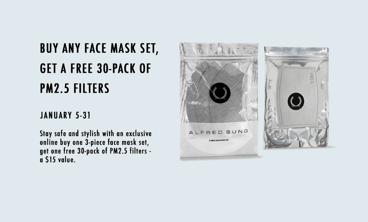 FREE Filters are back for January. Buy any face mask set, get a free 30-pack of PM2.5 Filters. ($15 value) alfredsung.com/collections/fa…