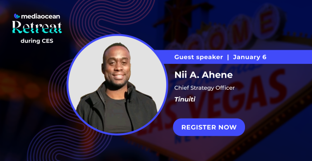Short notice but virtual opportunity to see <a href="/Tinuiti/">Tinuiti</a>'s Chief Strategy Officer, <a href="/Nii_Ahene/">Nii A. Ahene</a>, join a #DEI panel hosted by <a href="/TeamMediaocean/">Mediaocean</a> at #CES2022 today. Sign up here: bit.ly/3HF2xsx