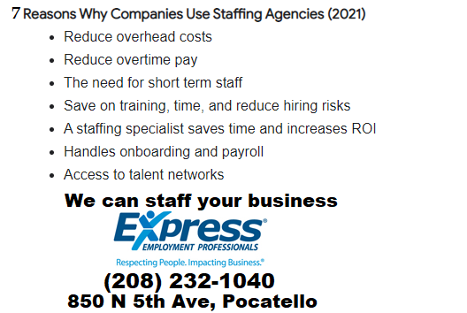 Express_Poky's tweet photo. Staffing services in Pocatello Idaho area
(208) 232-1040

#pocatellojobs #pocatellosmallubsiness #pocatelloidaho #pocatello #visitpocatello #pokylife2022 #staffingagency #recruiter #workwithus #recruiting https://t.co/jlWNbsUhEU