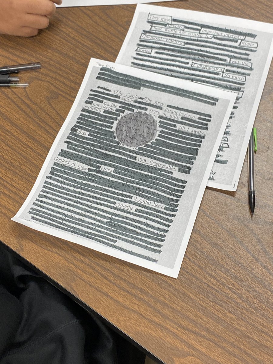 7thWilliamson's tweet photo. @Grantham_AISD Exposing students to blackout poetry in preparation for Module 3, Language &amp; Power. #granthamrising https://t.co/8OeH9Z3b8u