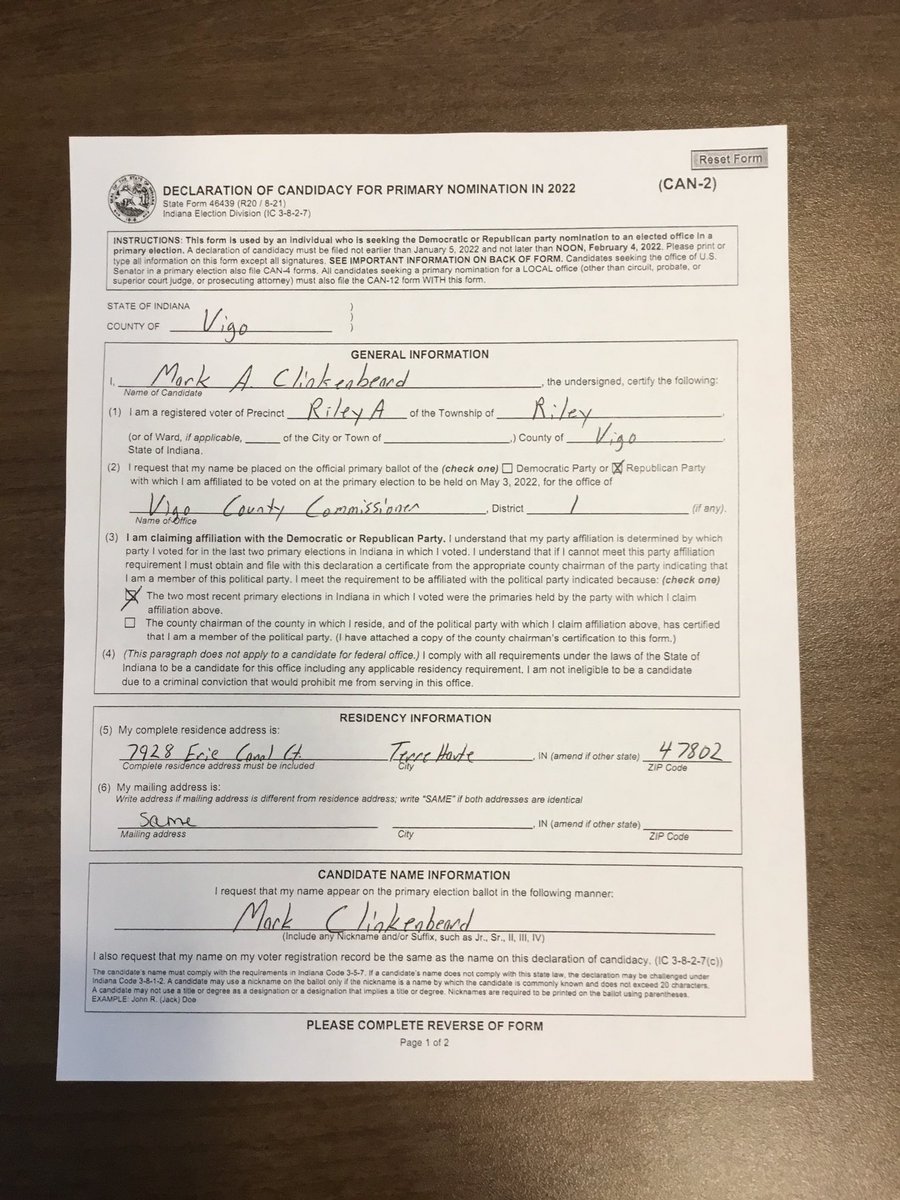 It’s official, I’m running for Vigo County Commissioner! I’m excited and looking forward to this journey. In the coming weeks I will be sharing with you my ideas to make our community the best it can be. #myhometown #inittowinit