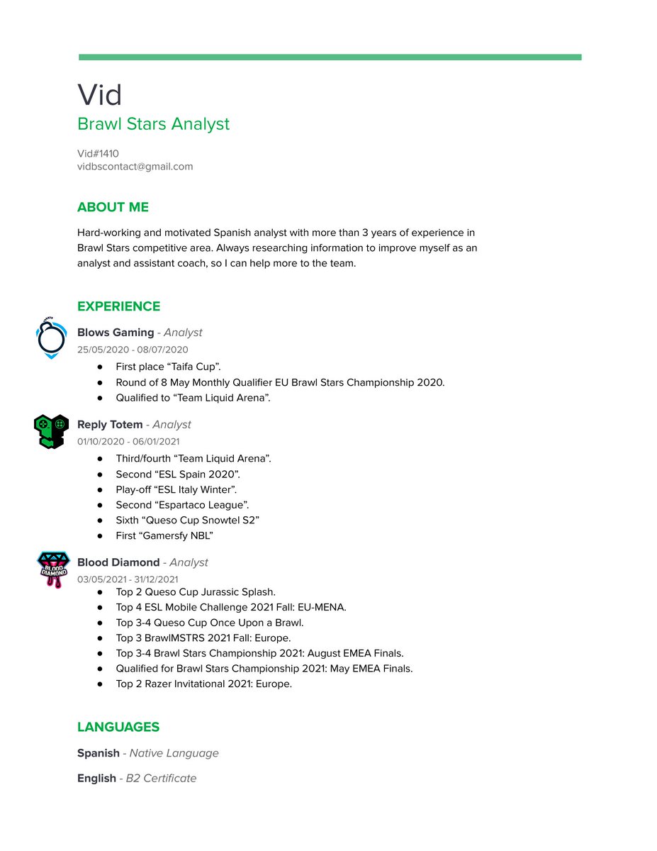 F/A looking for team for 2022 as a Brawl Stars Analyst.
Feel free to ask for any informations.

Support is appreciated.💚