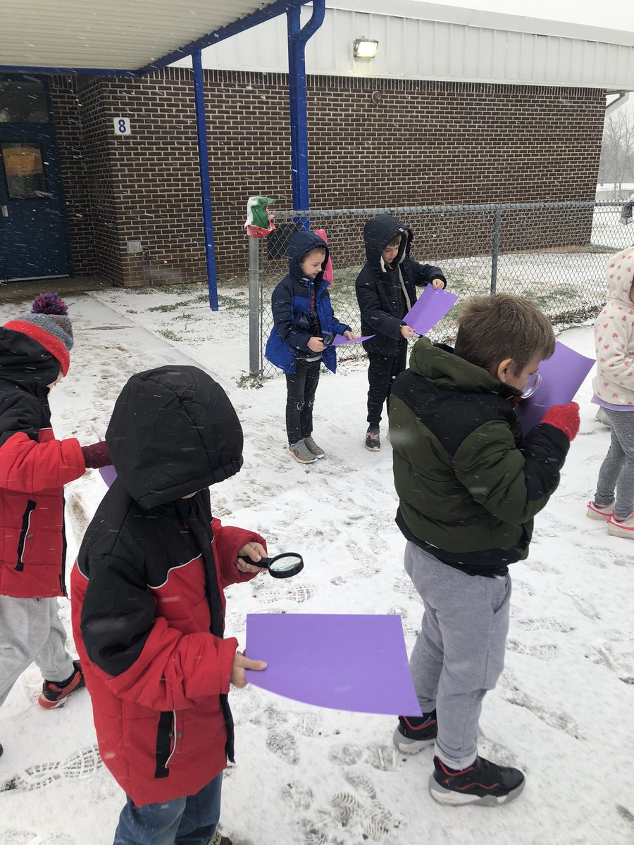 SNOW much learning going on! Snowflake science is the best! We took a quick 1 minute trip outside to magnify snowflakes!