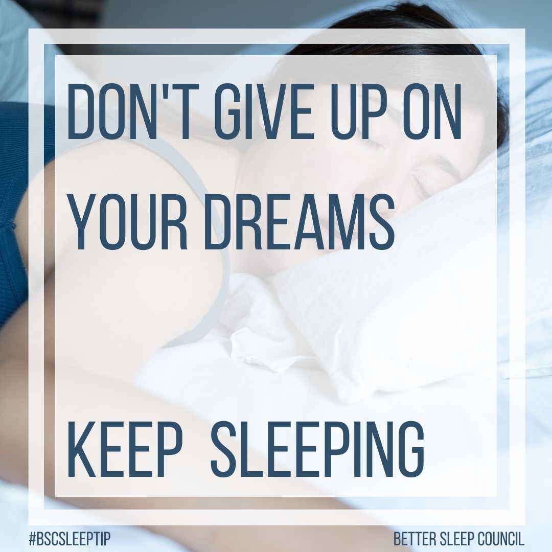 A quick #BSCSleepTip from your friends at the #BetterSleepCouncil!

#Dreamer #Dreams #sleep #sleeping #goals #NewYearNewMe #Sleeptips #SleepAdvice #sleepquotes #inspo #sleepinspo #sleepsanctuary