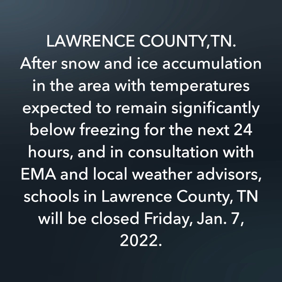 Be safe. Stay warm. Be careful on the ice and snow.