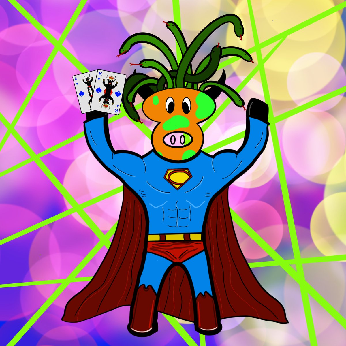 The_FarmNFT's tweet photo. 3 more favourites from todays test! 

Psychedelic Cows - 2600 to be minted
Coming Soon to Ethereum 

Medusa Superman playing cards at a rave... an example of what could be yours!

 #nft #comingsoon #NFTCommunity #nftart https://t.co/vGT1Ky2mGk