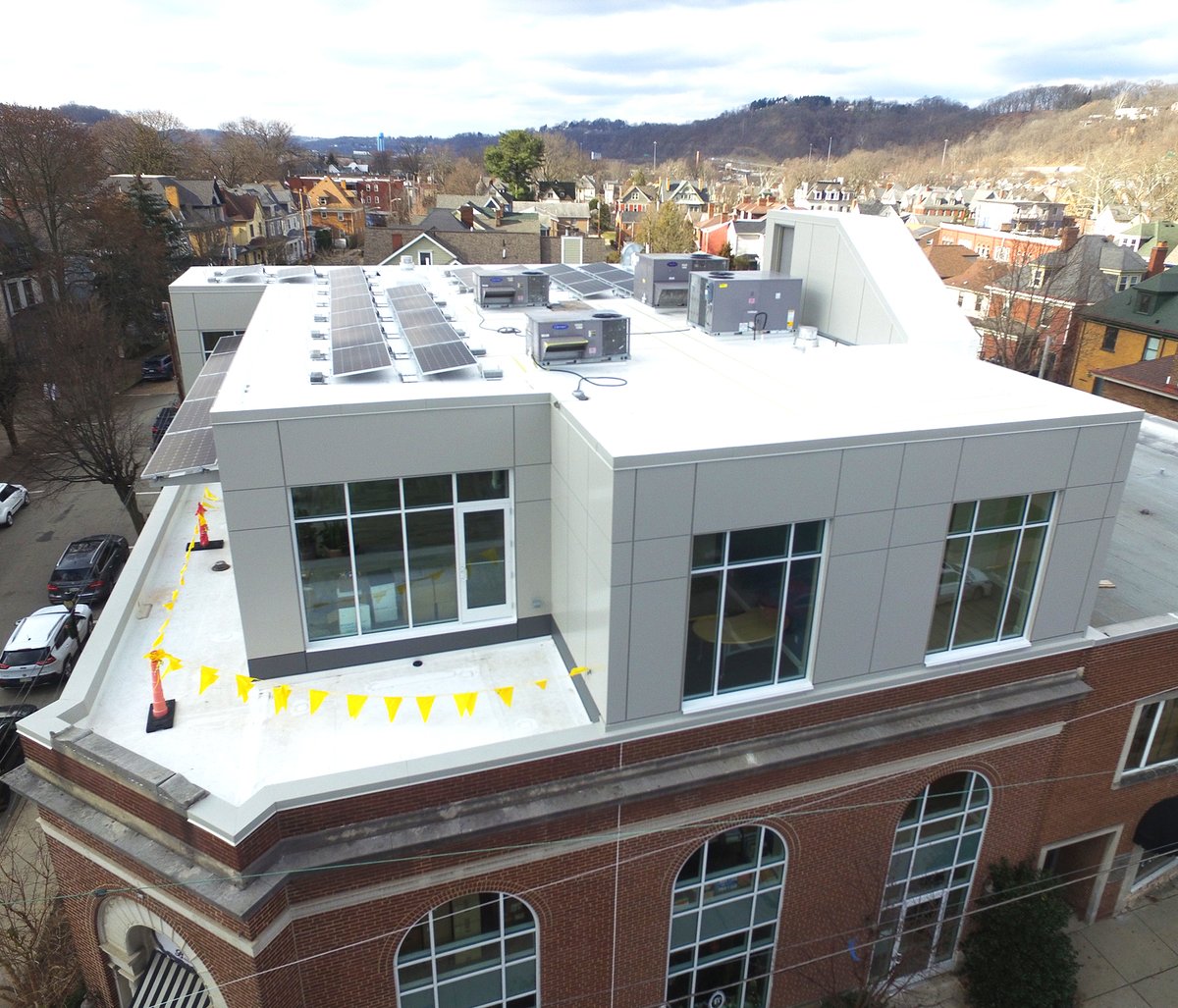 nexgen_design's tweet photo. ACM Panels add an element of modernity to this third story addition to a historic building in Aspinwall, PA.  This project was in collaboration with Burns &amp; Scalo and Scalo Solar Solutions https://t.co/ZyyY93Z4T8