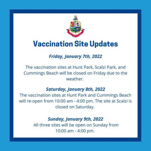 Morson13th's tweet photo. UPDATE: Vaccination site schedule for Friday and the weekend. https://t.co/ihgcK39sn8