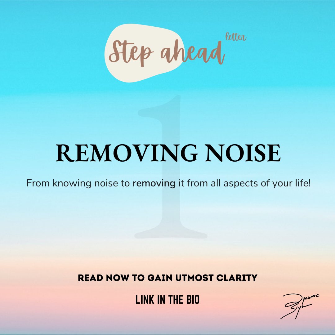 Removing noise 🎧
From knowing noise to removing it from every aspect of your life!

Read to gain utmost clarity and for unfolding your most astonishing talents! Read now: bit.ly/3F22g19

Hope it will bring value to you! ✨
#claritycounts  #newsletter #stepahead #life