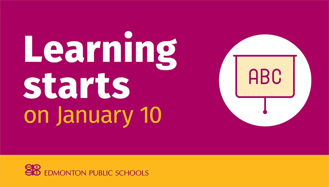 Yesterday, <a href="/YourAlberta/">Alberta Government</a> announced that in-person learning will resume on Monday, Jan. 10. Visit our website for more info about how we’re preparing for next week and our plans to distribute medical masks and rapid test kits to staff and students: epsb.ca/news/schools/r…. #EPSB