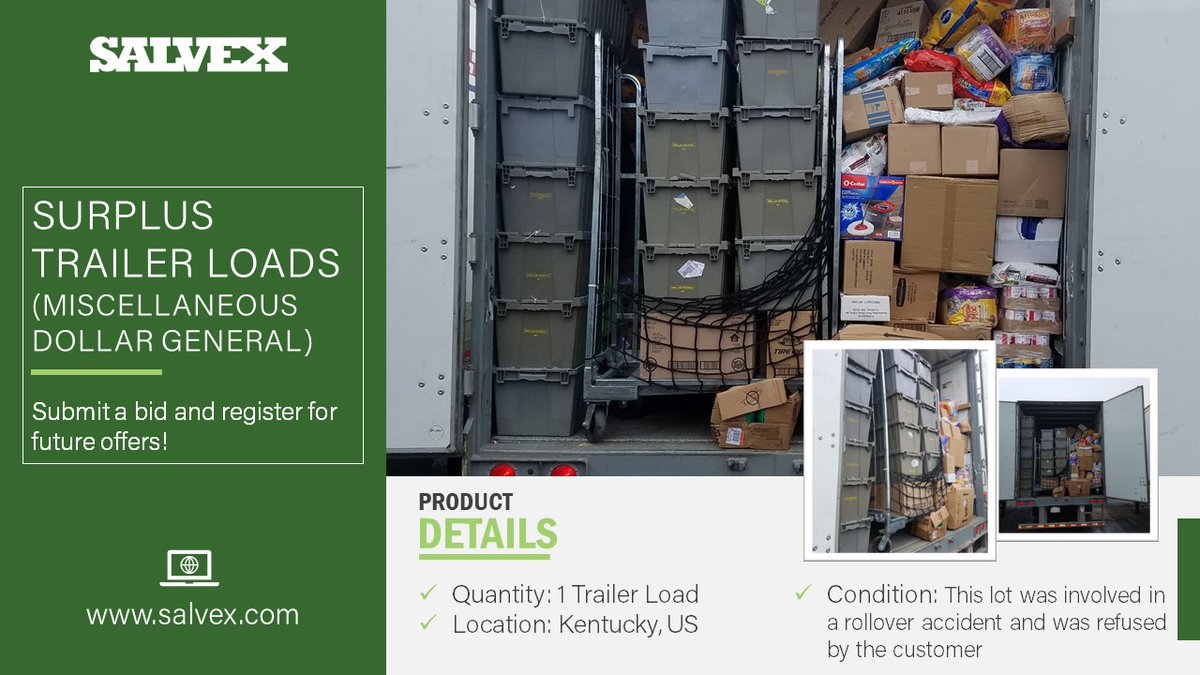 Salvex is collecting bids for this Trailer Loads.

Please click the link below for more details and place your bid!

salvex.com/listings/listi…

#consumergoodsindustry #consumergoods #retailstore #trailer #trailerloads #ecommerce #assetrecovery #sustainable #marketplace #salvex