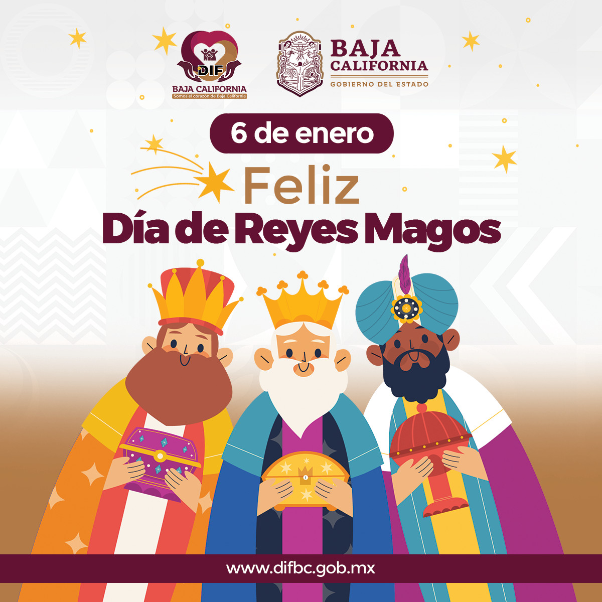 Melchor, Gaspar y Baltazar han llegado este día para darnos el mejor de los regalos que es compartir la generosidad de sus corazones. Para todas y todos ¡Feliz Día de Reyes!