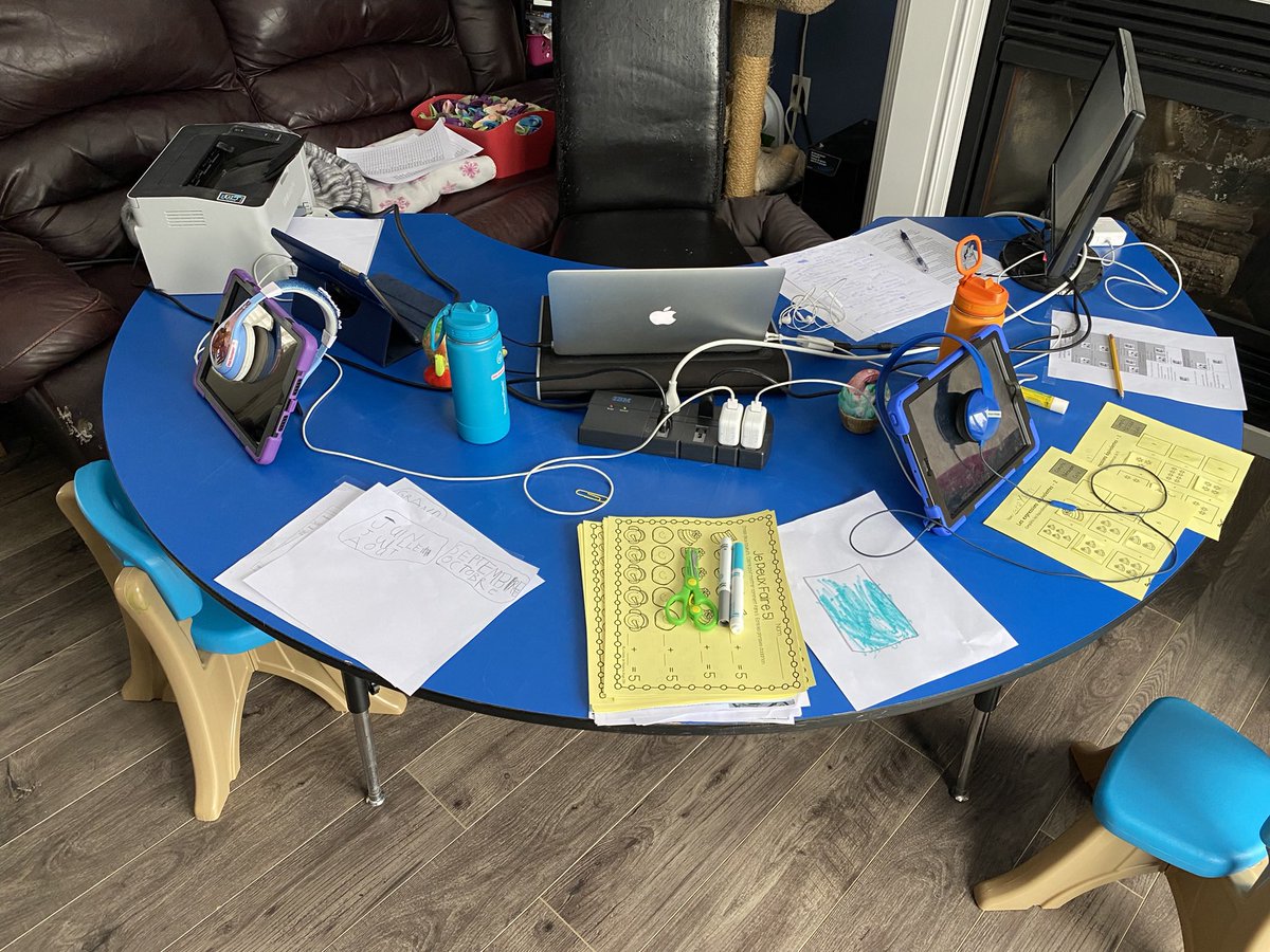 I am not looking for sympathy. Simply showing what virtual learning and teaching looks like at my place. My new living room furniture. I can’t show you what it sounds like, but I can tell you it’s two children yelling at their iPads while dad teaches and troubleshoots for all.