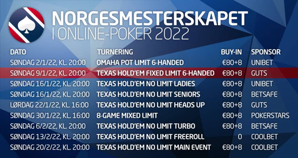 ♠️♣️ Vinn gratis sete til #pokernm ♥️♦️

Vi har to seter å dele ut til søndagens Fixed Limit-event hos Guts i online-NM. Verdi:  €88 x 2

🔍 Følg oss
🔁 Retweet med det du tror blir vinnerhånda i turneringen

🔜 Vi trekker to vinnere fredag kveld blant alle som har deltatt.