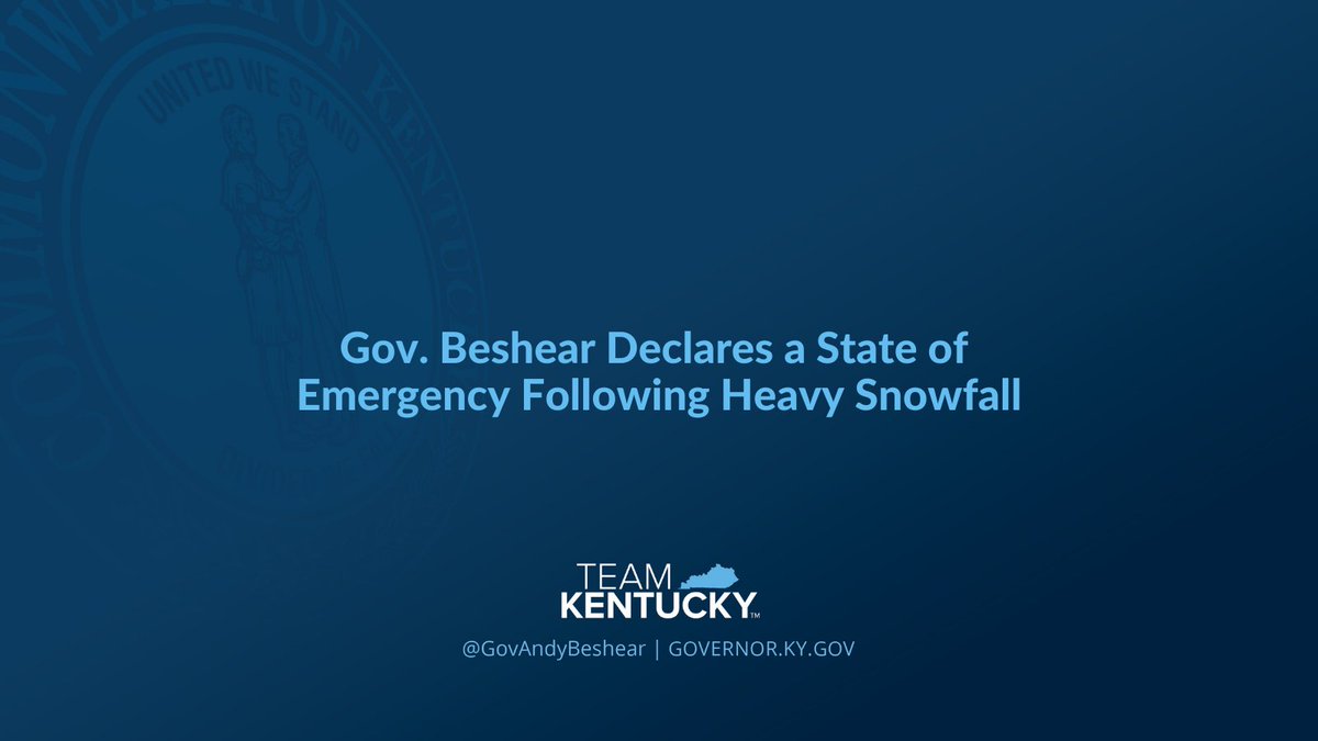 Gov. Andy Beshear has declared a state of emergency following heavy snowfall that started earlier today and is continuing this afternoon and evening across the commonwealth.

Read more: go.usa.gov/xtY45