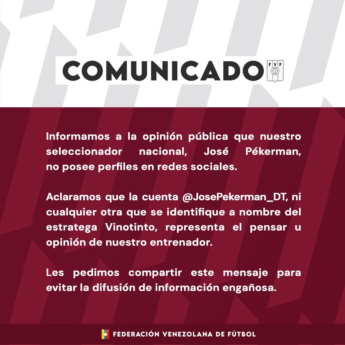 FVF_Oficial's tweet photo. 📄 A la opinión pública: https://t.co/auxoktOFcD