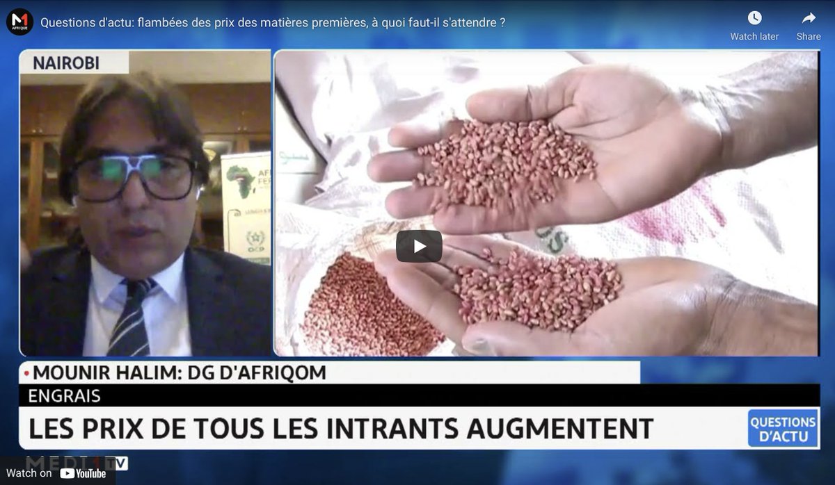 HalimMounir's tweet photo. I shared my thoughts on @Medi1TV @Medi1tvAfrique on soaring prices on fertilizers and impact on Africa where markets are not adapted to fast moving commodities watch here.
https://t.co/O3zdZReqt6
#mounirhalim @HalimMounir @afriqom #afriqom https://t.co/TE6dtuk4z2