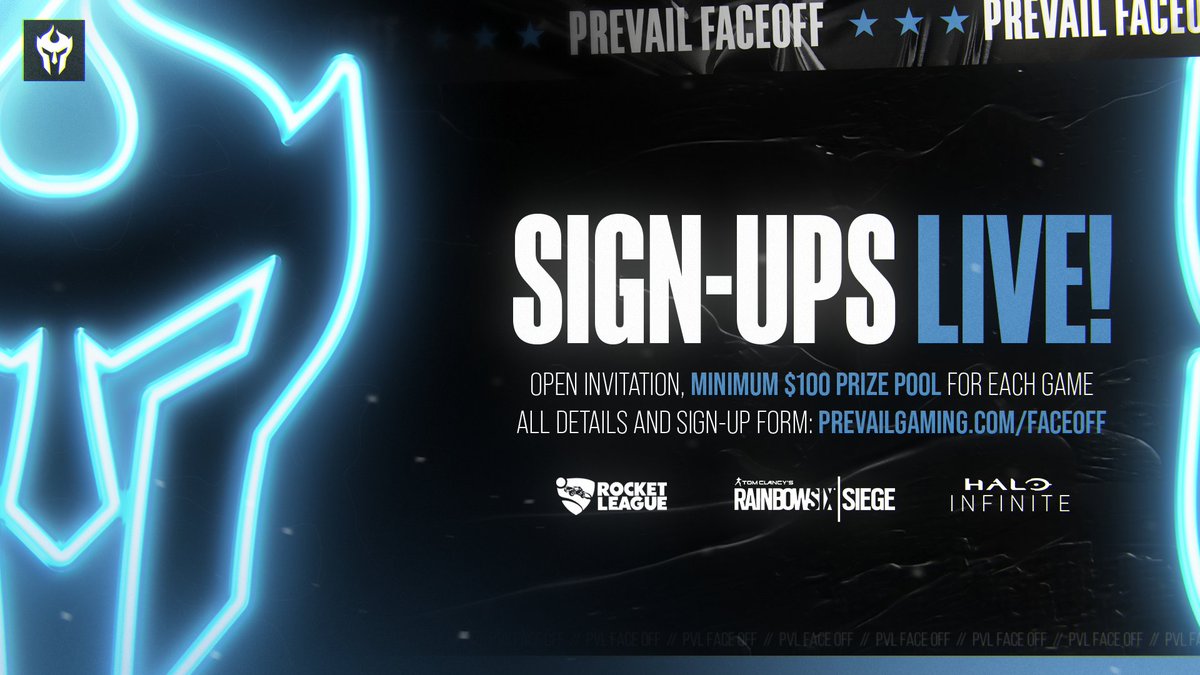 PVLFaceOff's tweet photo. ✅ ROCKET LEAGUE
✅ RAINBOW SIX SIEGE
✅ HALO INFINITE

2022 SEASON IS LIVE!
3 TOURNAMENTS. 
$100 MINIMUM PRIZE POOLS.

_____

SIGN-UPS:
https://t.co/XLNAaY0XRI

Deadline: January 14th, 2022
Start Date: January 15th, 2022 https://t.co/8TVcXu33RO