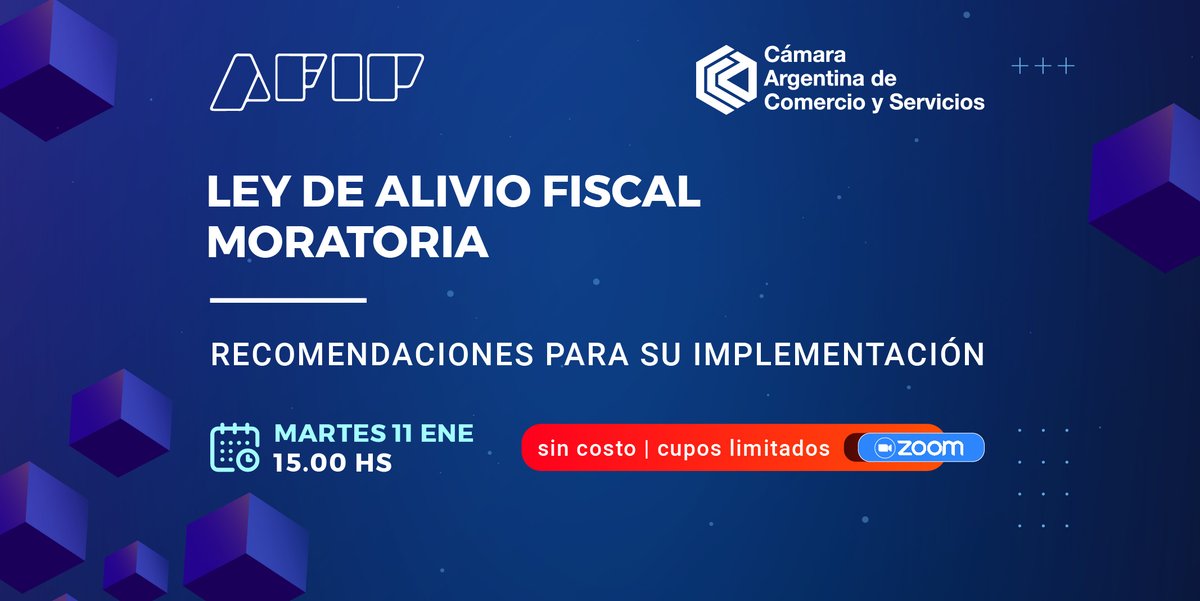 Te invitamos a que el próximo martes 11/1, participes del evento virtual organizado junto a <a href="/AFIPcomunica/">JORGE GARRIDO</a>: "Ley de Alivio Fiscal: recomendaciones para su implementación". Inscribite de manera gratuita en: bit.ly/3zwjZgi