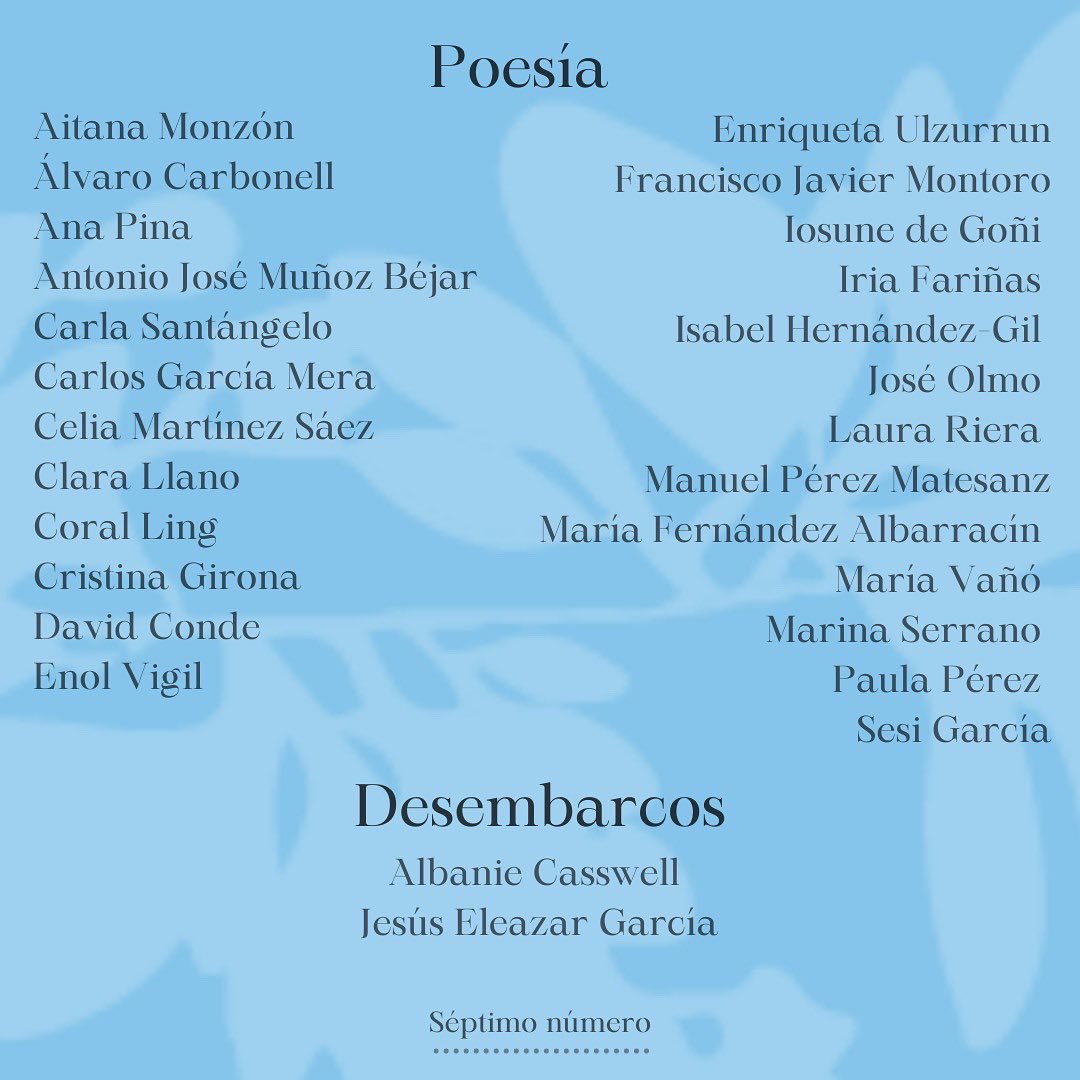 Revista_Zejel's tweet photo. Lista de autores seleccionados del séptimo número ✨💌 https://t.co/28a48Bk7DE