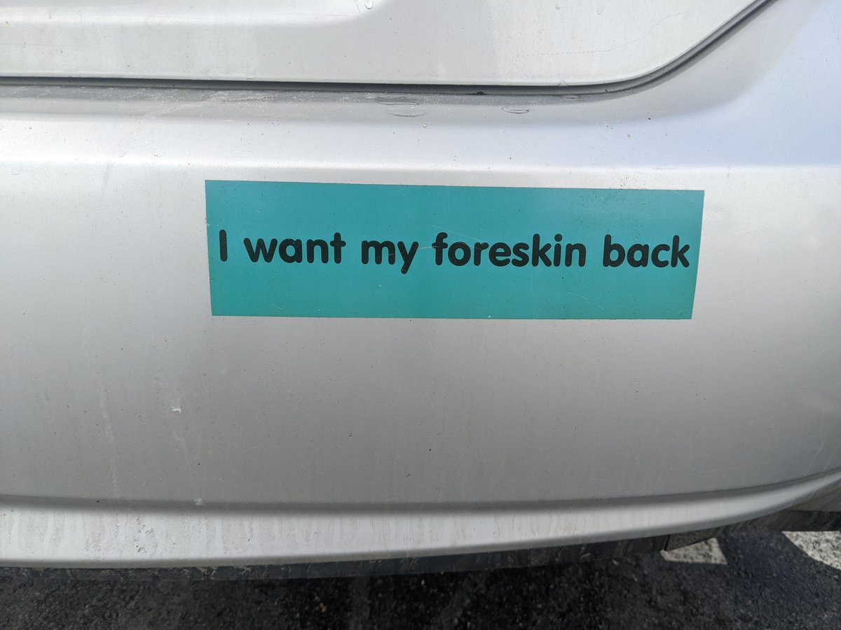 JasonO's tweet image. I was waiting on my Hannaford to Go today and saw one person point to my bumper sticker and smile at another person. Conversations prevent amputations ✌️ #foreskin #intact