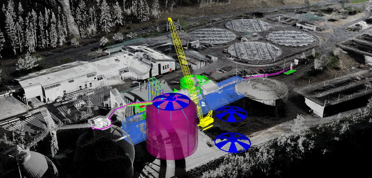 ClearEdge_3D's tweet photo. Can you see how these concrete forms deflected during the pour on this digester tank?

Due to its scale, the human eye probably can't. But, #laserscanning identified that the structure was 3" out of tolerance. This left a 15,000 lb prefab lid unable to be installed. https://t.co/1Yzy0UEqcd