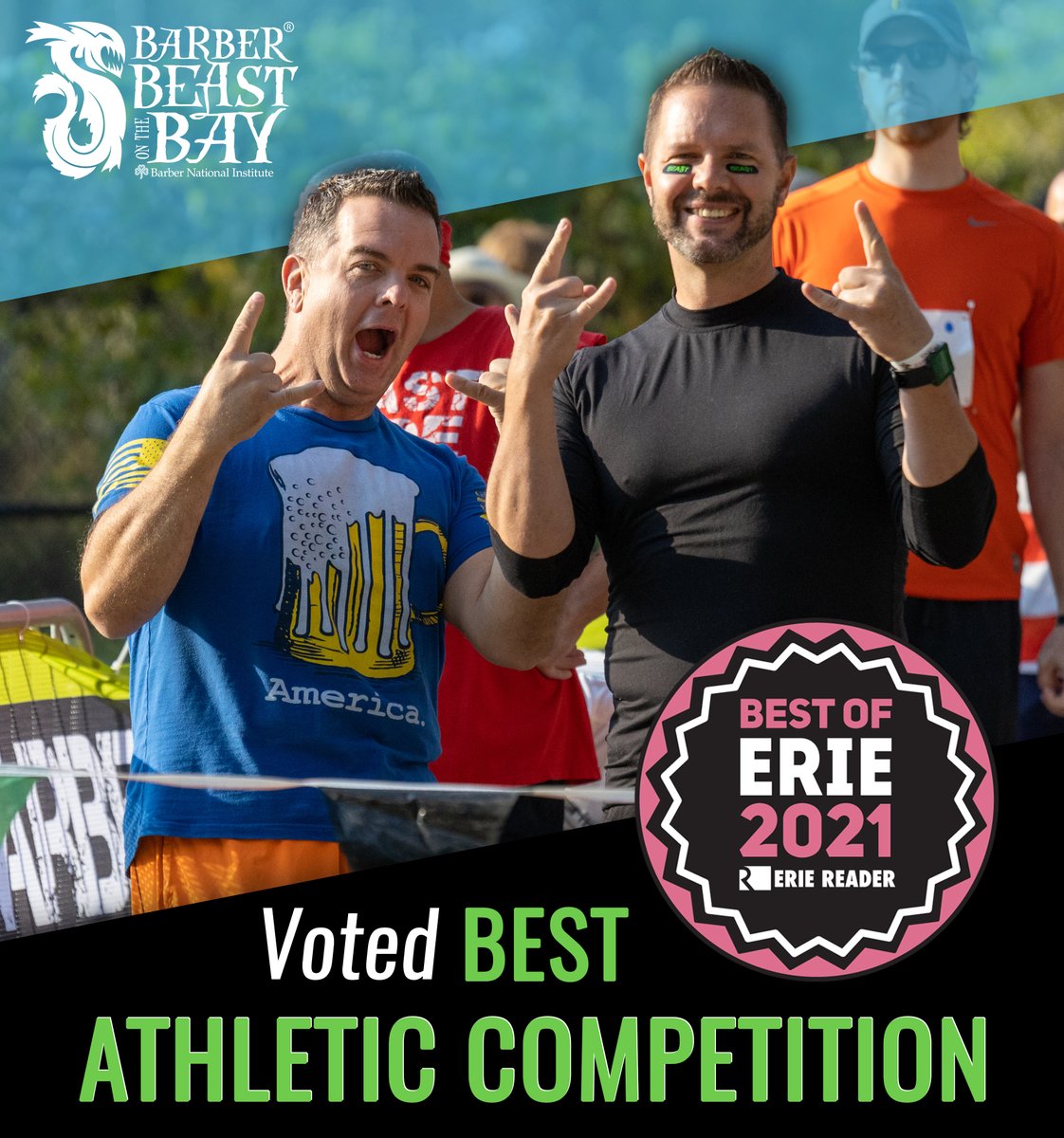Woohoo 🎉 The Barber Beast on the Bay has been voted Erie's Best Athletic Competition for the 7th time! A big thanks go out to all our participants, friends and supporters who voted for us!