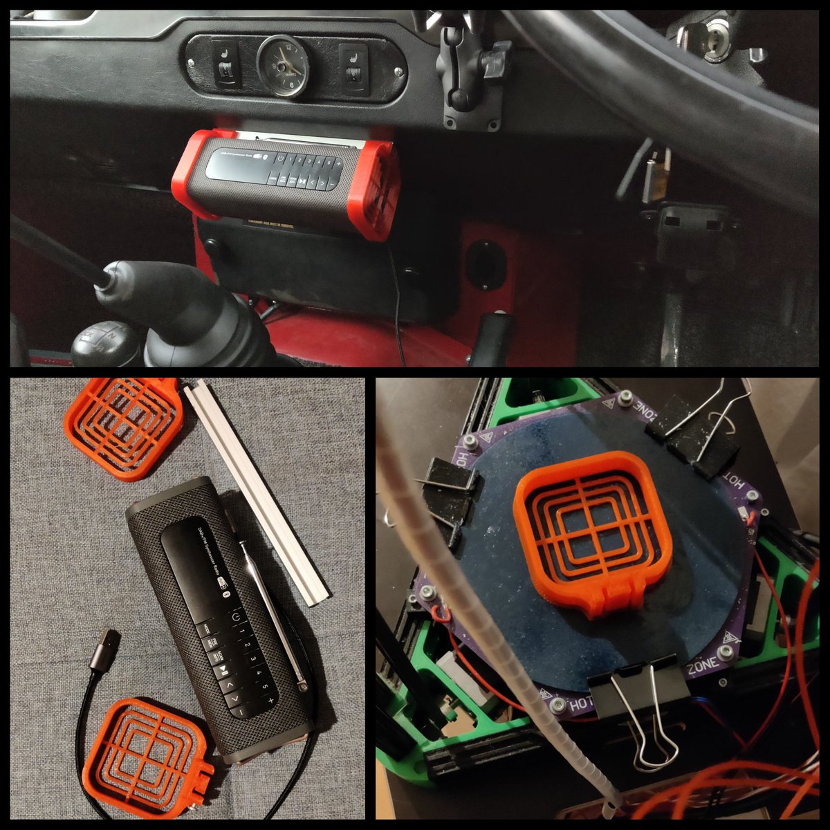 sebschindler's tweet photo. all done. prototyping and 3dprinting finished. Ash tray out, music in. at least some tunes in @britishones #LandRover #LR110 now https://t.co/wJgJo2OfEt