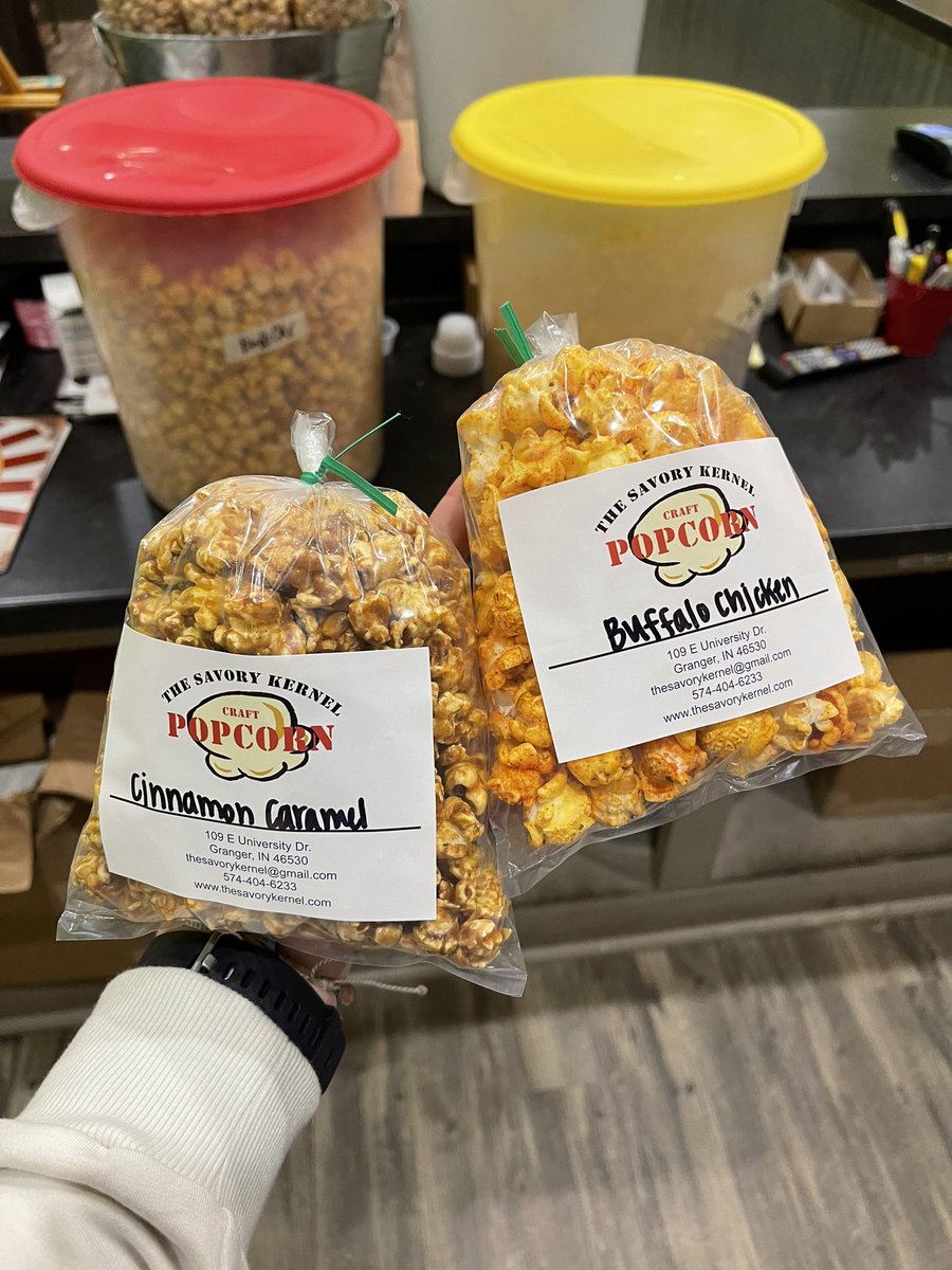 theSavoryKernel's tweet photo. We are trying some new flavors here at The Savory Kernel! Stop in to try some of the new flavors including Buffalo Chicken, Cinnamon Caramel, and Mexican Hot Chocolate! Let us know if we should try anything else new! https://t.co/hNSfDnWf8K