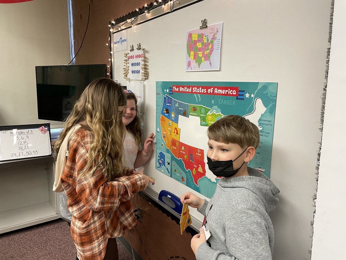 This week we began our Geography and Map Skills unit. We’re using our giant puzzle to practice memorizing our state locations!