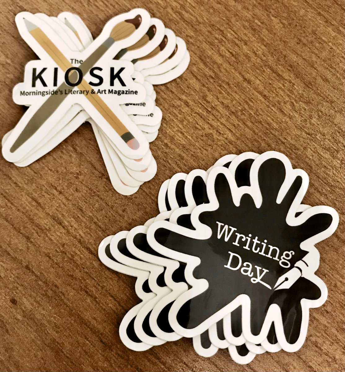MsideHumanities's tweet photo. Happy National Sticker Day! 
Do you have a Kiosk and/or Writing Day sticker? If not, come up to the 3rd floor of Lewis Hall!

@MsideKiosk is Morningside's award-winning literary and art magazine!
Writing Day is our celebration of writing! #ExperienceMatters #MsideistheBestSide https://t.co/OntuE6VqvK